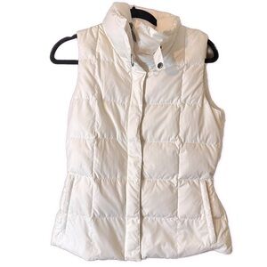 Eddie Bauer Women’s White Puffy Zip-Up Goose-Down Filled Vest Sz Small